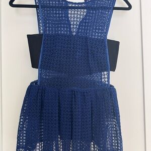 Self-Portrait Blue Lace Peplum Top - Size US 4 (UK 8)